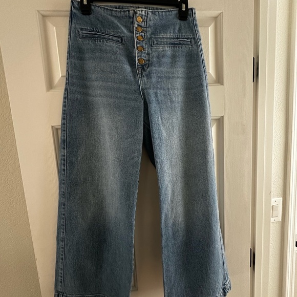 Zara Light Blue Crop WideLeg Jeans - Picture 3 of 9